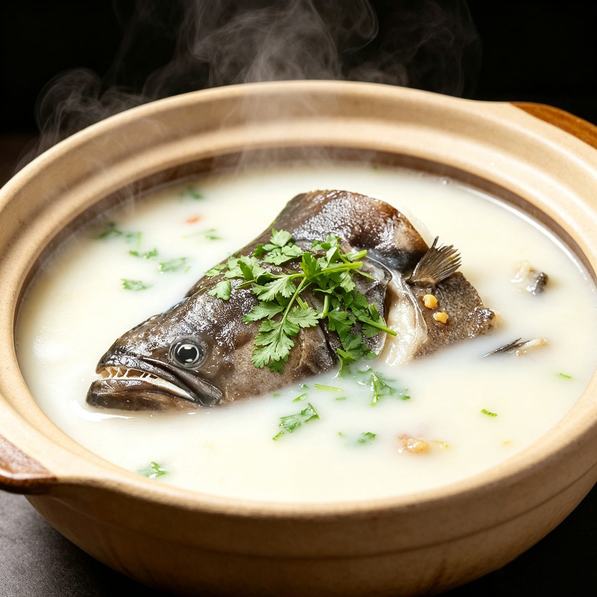 Flash-chilled halibut head with thick white flesh
