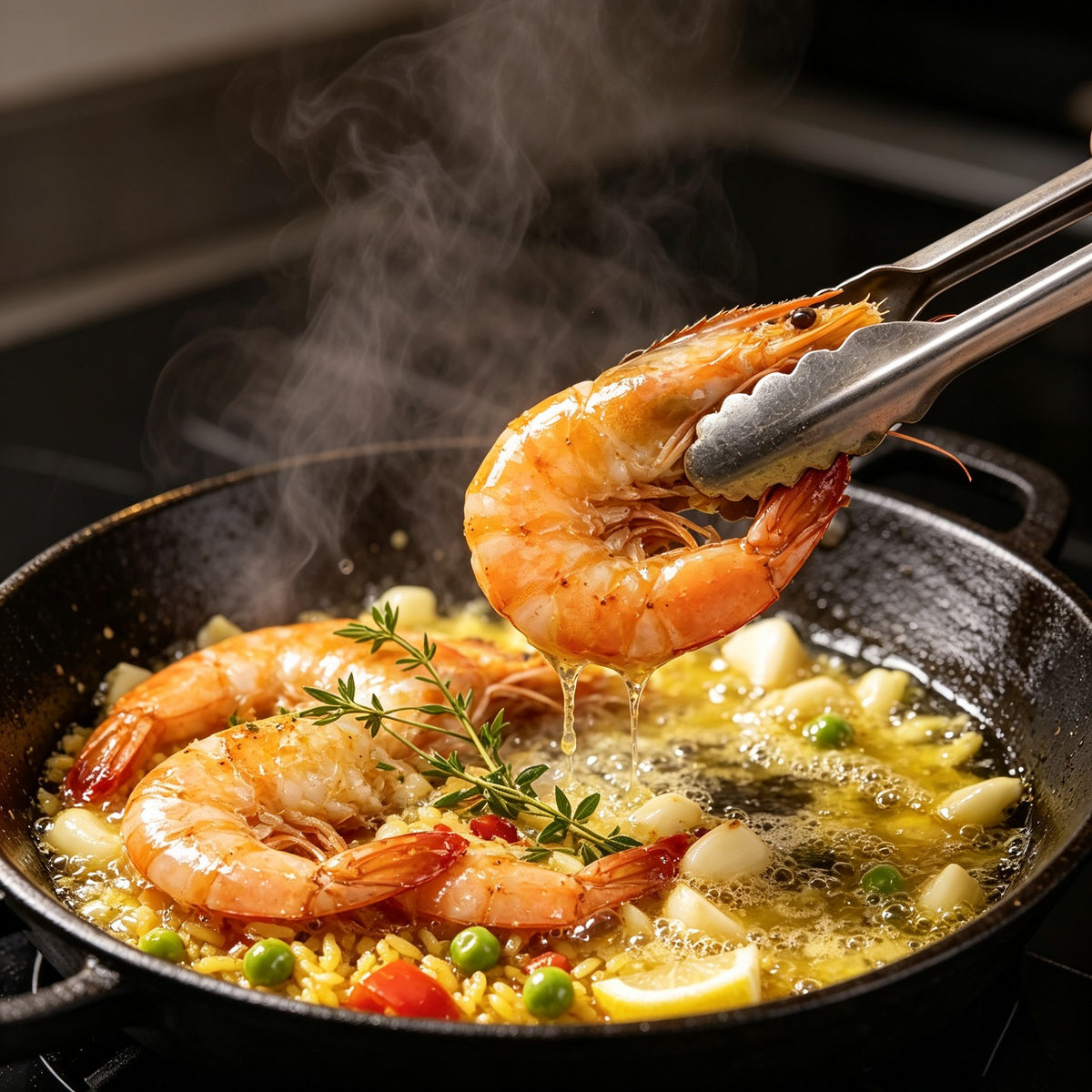 Frozen whole prawns with shell, head and tail intact